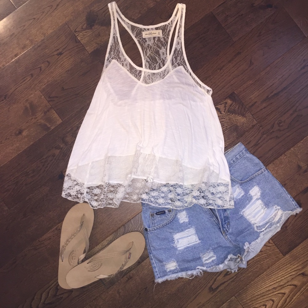 A&F white lacey racerback